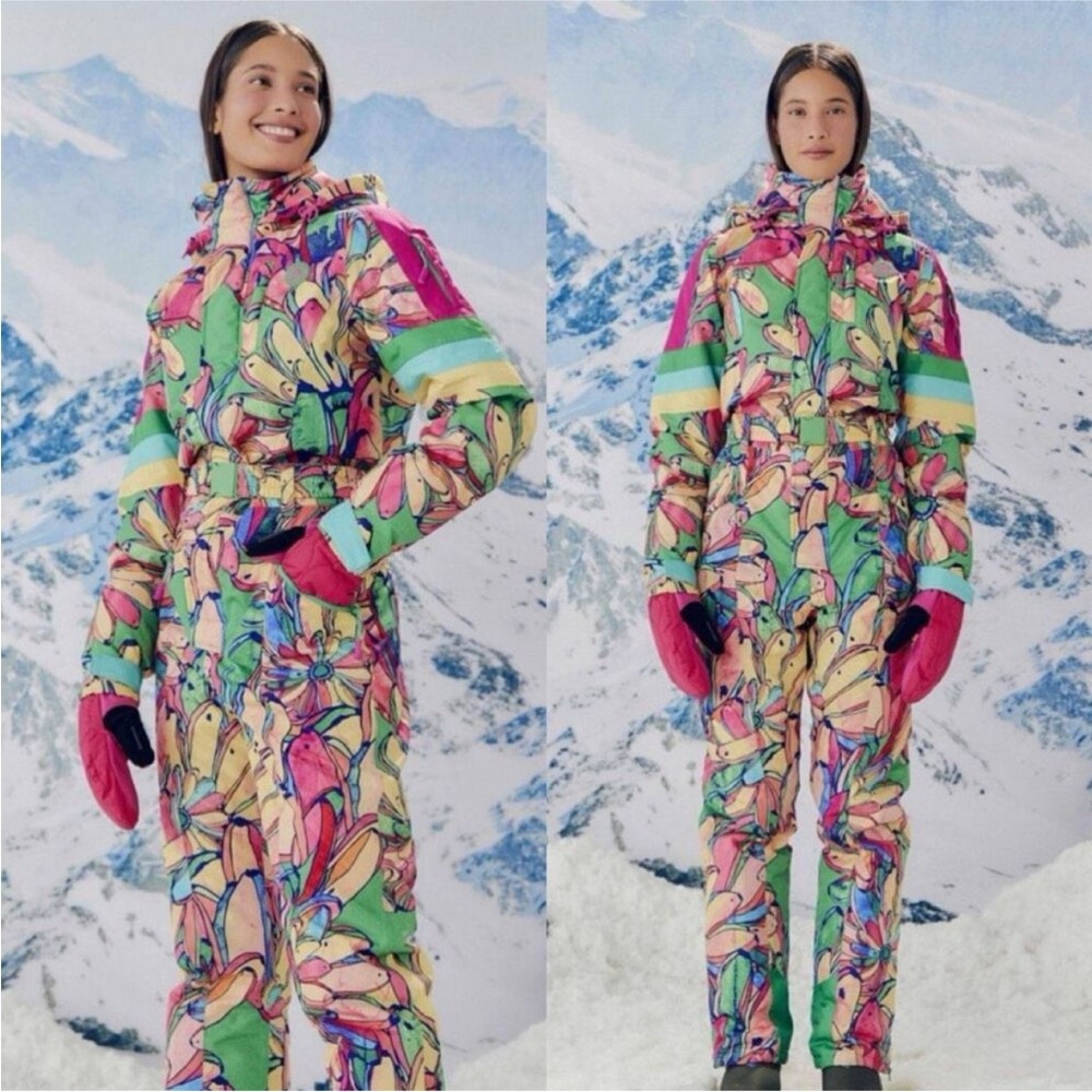 FARM Rio Pink and Green Ski Jumpsuit with Floral Print BRAND NEW BEVER WORN